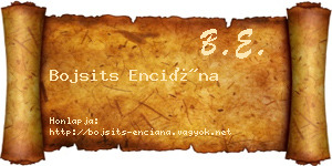 Bojsits Enciána névjegykártya